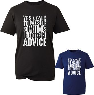 Generic Talk to Myself Sometimes Need Expert Advice T-Shirt Funny Sarcastic Unisex Top (Navy, L)