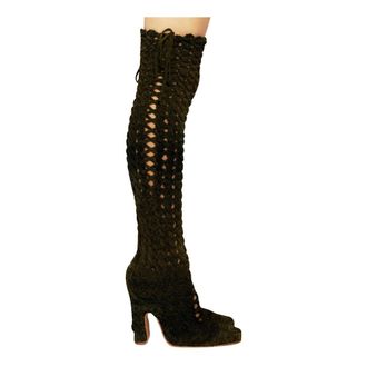 Isa Boulder Over-knee Boots, female, Green, Size: 6 US Spiral Cable Boots
