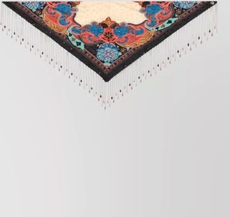 Etro triangle scarf polka dot beads fringe