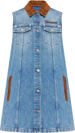 Versace Denim A-Line Jurk - Dames - Korte kleedjes - Blauw - M - Denim - Kleedjes