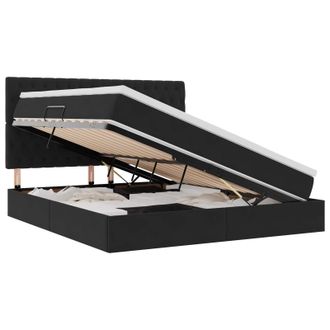 vidaXL Letto Con Contenitore E Materasso Nero 160 X 200 Cm Velluto Vidaxl