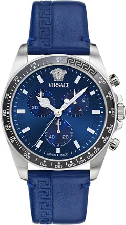 Versace Greca Chrono Wave Leather Watch