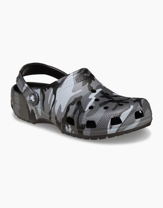 Crocs Mens Crocs Classic Camouflage Clog Thermoplastic Mens Black/Slate Grey Clogs - Size: UK 9 / eu 43-44 / us m10w12