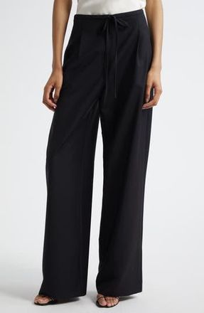 R&oacute;he Relaxed Fit Wool Drawstring Pants in Black at Nordstrom Rack, Size 12 Us / 44 Eu