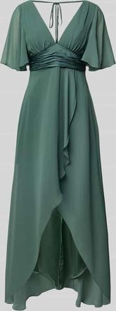 Jake*s Abendkleid mit V-Ausschnitt in Schilf Melange, Größe 32