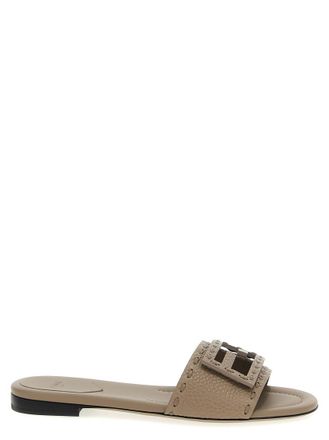 Fendi Grey Slip On Sandals