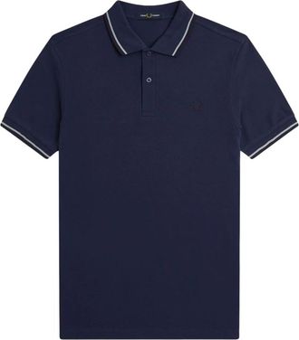 Fred Perry Blauw Polo met Dubbele Streep - Heren - Polos - Blauw - S - Katoen - Tops