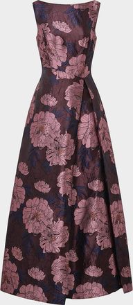 Kay Unger Caitlin Floral Jacquard Fit & Flare Gown