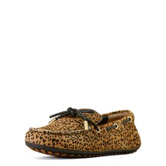 Ariat Womens Margot Driving Moc Shoes in Mini Cheetah Hair On, B Medium Width, Size 6.5, by Ariat