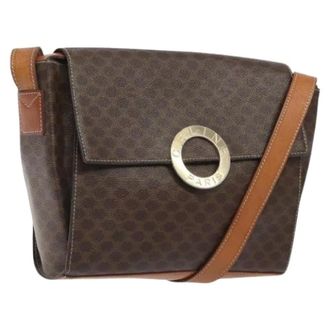 Celine Pre-owned Cross Body Bags, female, Brown, Size: ONE SIZE Pre-owned Vintage macadam circle logo shoulder bag