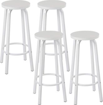 Woltu Woltu - 4x Taburete De Bar Muebles Cocina Silla De Comedor Taburete Alto Para Salon Cocina Estructura De Metal Asiento De Mdf Blanco
