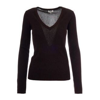 Liu Jo Ecs Maglia Costine Con Lam&eacute; - Dames - V-hals truien - Bruin - XS - Truien & Vesten