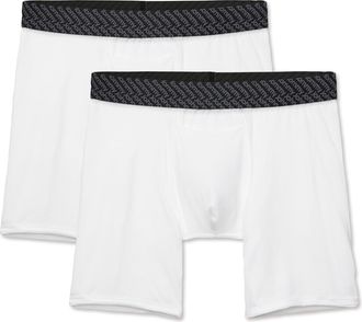 Tommy John Mens Mid-Length Boxer Brief 6 Underwear - Cotton Basics Boxers with Supportive Contour Pouch, White, XL