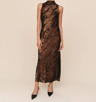 Bella Dahl Cowl Neck Bias Top In Bronze Shimmer