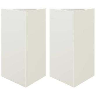 Berkfield Home Garden Planters 2 pcs White Triangular 50x43x75 cm Steel | Size: 50 x 43 x 75 cm