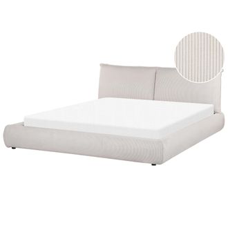 Beliani Cama De Agua Moderna Tapizada 180 X 200 Cm Somier Con Colch&oacute;n Pana Beige Vinay
