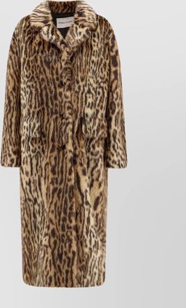 Stand Studio animal print long coat with faux fur