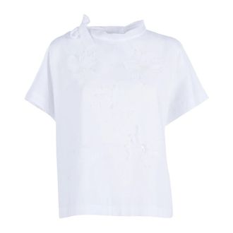 PESERICO Peserico, T-Shirts, female, White, Size: M Floral-appliqu&eacute; T-shirt