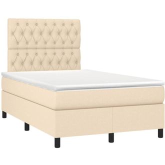 vidaXL Cama Box Spring Con Colch&oacute;n Tela Color Crema 120x200 Cm Vidaxl