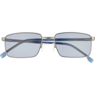 BOSS 57mm Rectangular Sunglasses in Ruthenium Blue at Nordstrom Rack