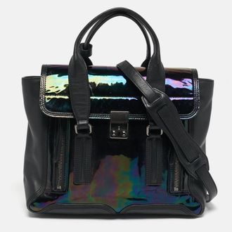 3.1 Phillip Lim Pashli Black/holographic Patent Leather And Leather Satchel