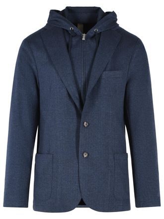 Eleventy Blue Polyester-Blend Single-Breasted Blazer