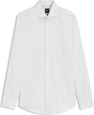BOSS Slim-fit shirt in patterned stretch cotton