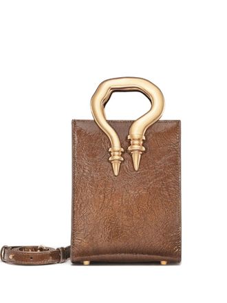Okhtein mini Malleable sculpted-handle tote bag - women - Leather/Fabric - One Size - Brown