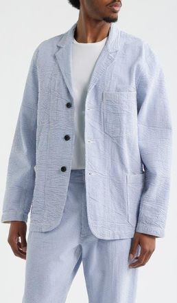 Service Works Organic Cotton Seersucker Server Suit Jacket in Navy Stripe at Nordstrom, Size X-Large