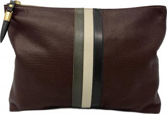 Kempton & Co. Petite Lizard Medium Pouch In Oxblood