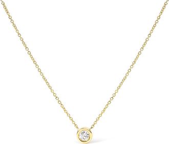 House of Brilliance 10K Gold 1/10 Cttw Round Diamond Modern Bezel-Set Solitaire Pendant Necklace in Yellow Gold at Nordstrom