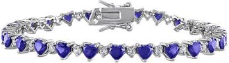 Rina Limor Silver 10.72 Ct. Tw. Lab-Grown Blue And White Sapphire Heart Bracelet