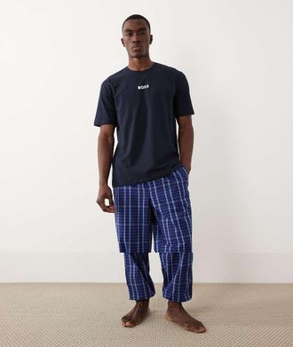 Boss Orange by Hugo Boss BOSS Bodywear - Easy - Set pigiama con T-shirt e pantaloni blu navy a quadri