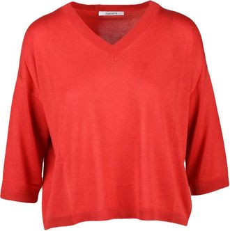KANGRA Truien & Vesten, Dames, Rood, S, Kasjmier, V-hals Pullover