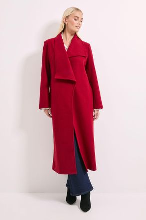 Wallis Womens Principles by Collar Wrap Maxi Coat - Red - Size 10 UK