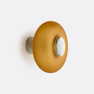 La Redoute Interieurs Wand- of plafondlamp, verchroomd ijzer en amberkleurig glas, OMER