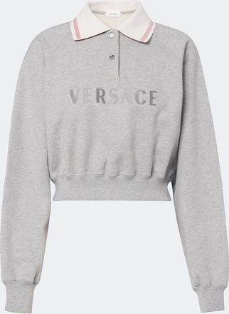 Versace Cropped cotton jersey polo shirt