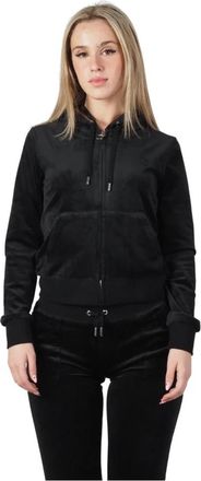Juicy Couture Zwarte dameshoodie met ritssluiting aan de voorkant - Dames - Vesten met rits - Zwart - L - Polyester - Hoodies & sweatvesten