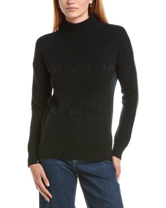 Fort&eacute; Cashmere Crystal Rib Funnel Neck 100% Cashmere Sweater