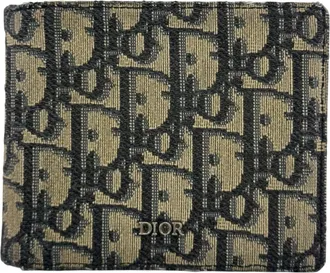 Dior Beige Black Leather Wallet (Bi-Fold) (Pre-Owned)