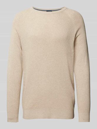 Olymp Level 5 Slim Fit Strickpullover mit gerippten Abschl&uuml;ssen in Sand, Gr&ouml;&szlig;e M