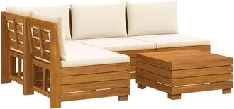 vidaXL 5 Uds. Conjunto De Sof&aacute;s De Exterior Madera De Acacia S&oacute;lida Vidaxl