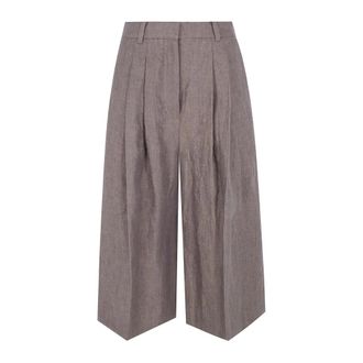 Mark Kenly Domino Tan Pantaloni Culotte a Gamba Larga Plissettati - - Trousers - Donna - Marrone - S