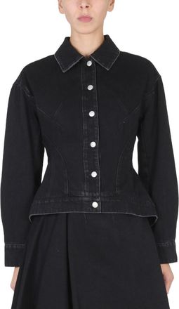 Alexander McQueen Black Solid Shirt Collar Jacket