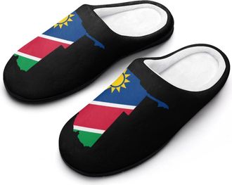 Generic Flag Map of Namibia Mens Soft Cotton Slippers with Memory Foam Anti-skid House Shoes for Travel Indoor Outdoor