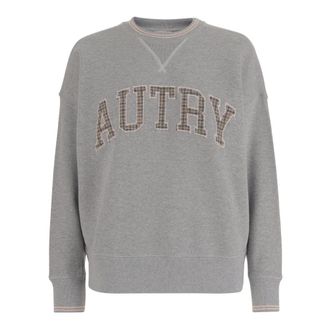 Autry Grijze Katoenen Logosweatshirt - Dames - Ronde hals truien - Grijs - XS - Katoen - Truien & Vesten