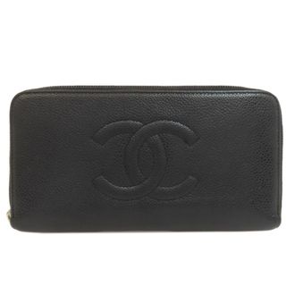 Chanel Black Leather Long Wallet (Bi-Fold) (Pre-Owned)