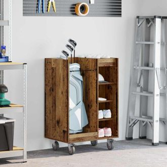 vidaXL vidaXL Armadio per Golf con ruota Legno vecchio 65 x 45 x 98 cm