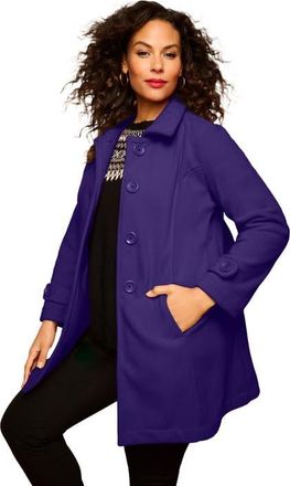 Roaman's Plus Size Button Up Fleece Jacket in Midnight Violet at Nordstrom, Size 5X