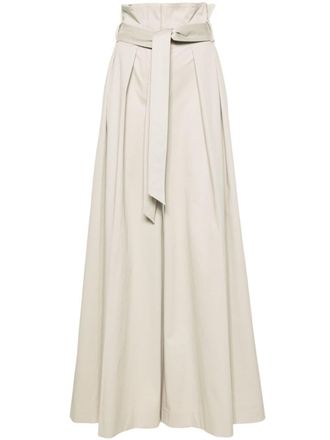 Moschino belted wide-leg trousers - women - Cotton/Cupro/Acetate/Spandex/Elastane - 36 - Neutrals